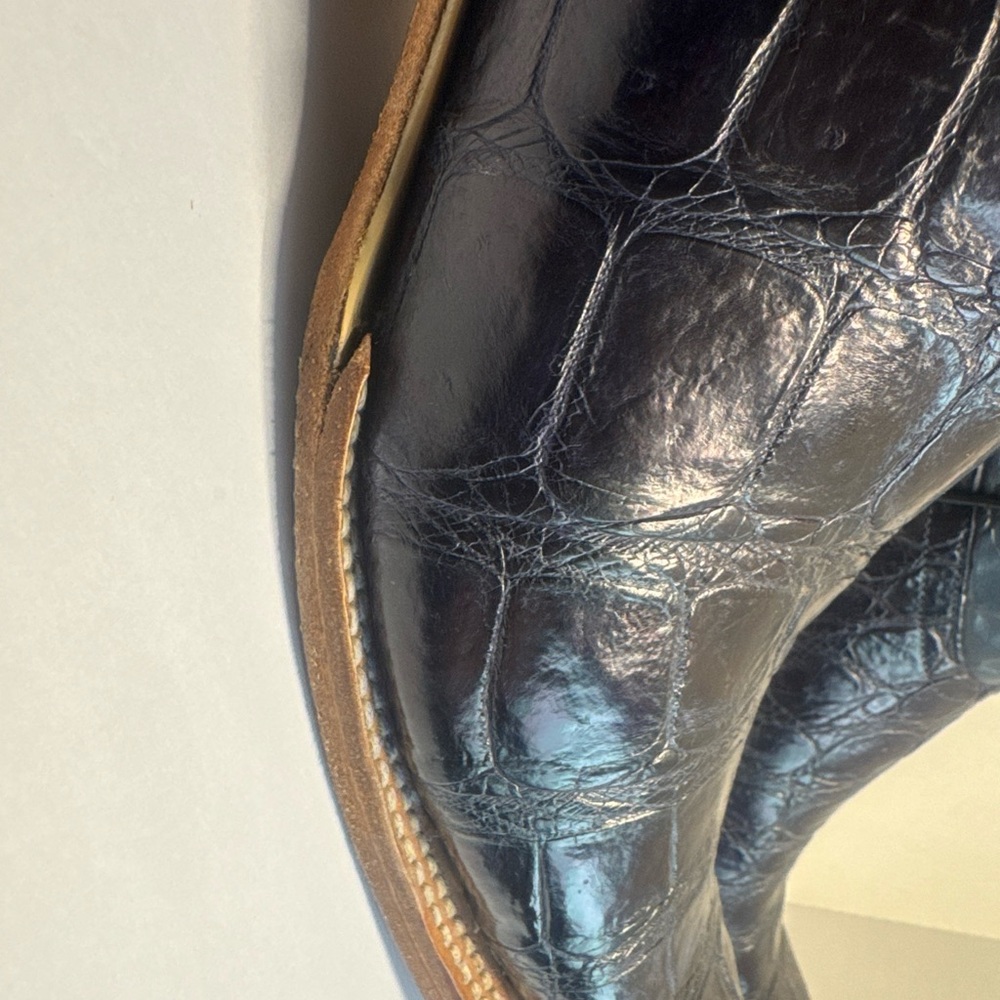Vintage El Malcreado Western Cowboy Leather Alligator Blue Boots Sz 10.5 - Picture 4 of 16